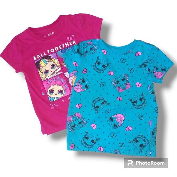 LOL Surprise Size Girls 4/5 Graphic Shirts-Lot of 2-All Over Print-Casual - Picture 1 of 9